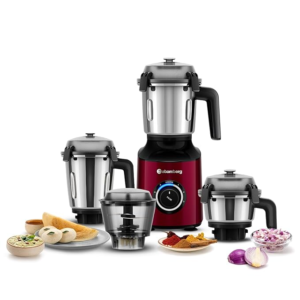 Atomberg Zenova Mixer Grinder with Unique Coarse Mode | Advanced Safety Features | 4 Jars including Chopper Jar with Hands Free Operation (Red Wine)